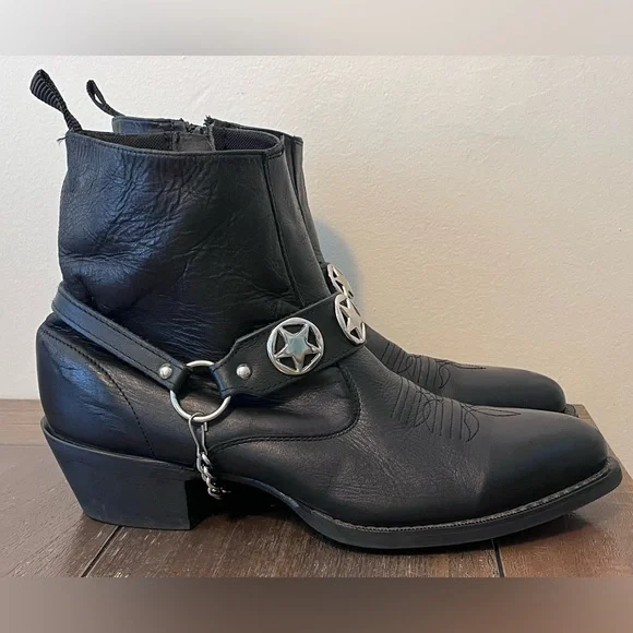 Laredo Black Leather Harness Chain Boots Mens size 11 D - Picture 8 of 12